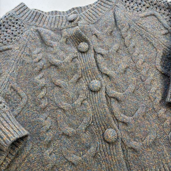 Anthropologie Far Away From Close Cardigan Women's  S Wool Blend Cable Knit Blue - Picture 1 of 15